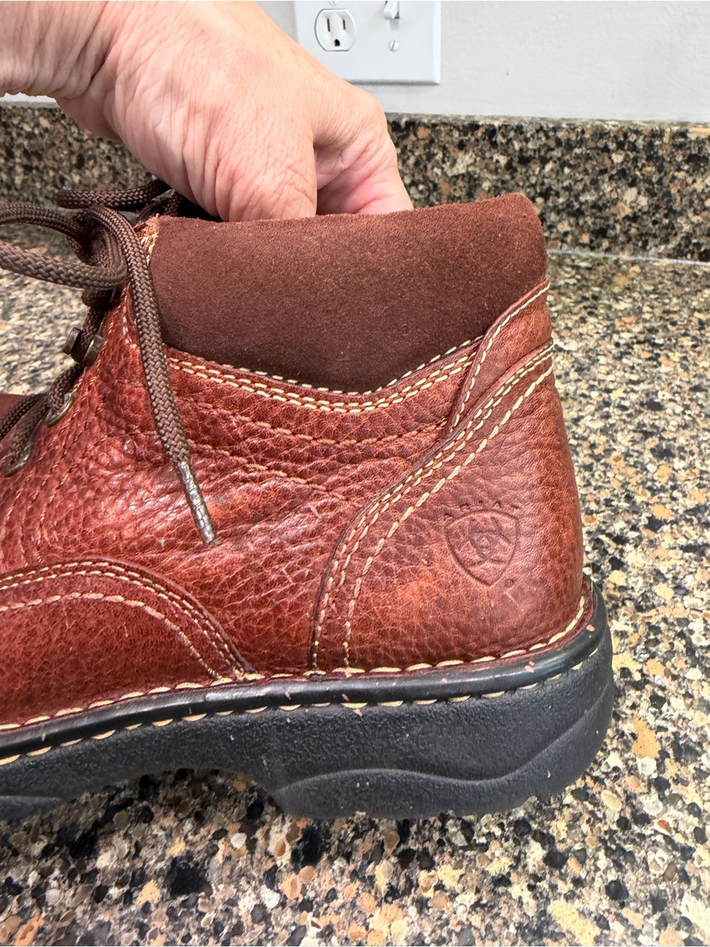 Ariat ladies 7.5 Brown Leather Lace-Up Work Boots - Picture 6 of 11